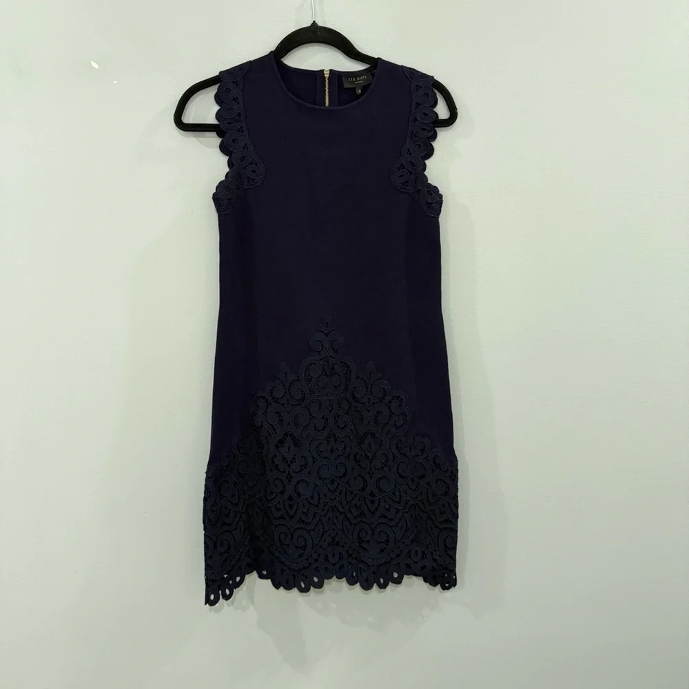 Ted Baker Dress Luccia Mini Lace Sleeveless in Navy
